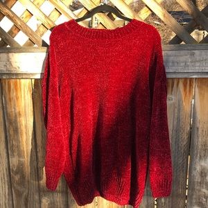 Red chenille sweater